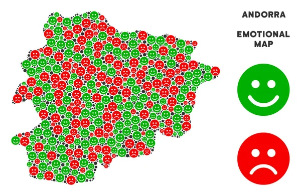 Vektör duygusal Andorra haritası kompozisyon suratlar
