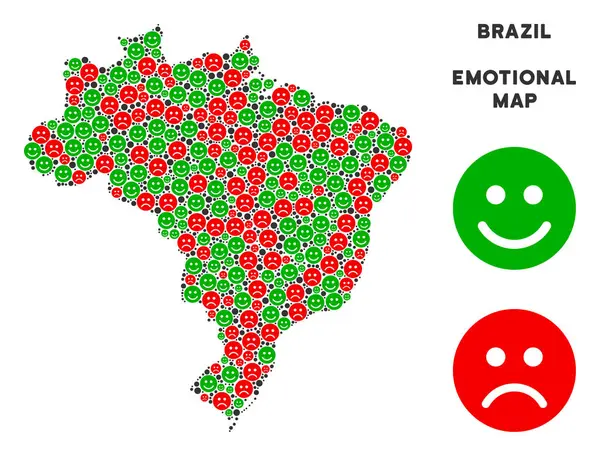 Vektör mutluluk Brezilya harita mozaik Emojis
