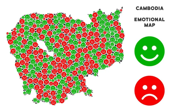Vektör duygusal Kamboçya haritası kompozisyon suratlar