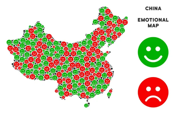 Vektör duygu Çin harita mozaik suratlar