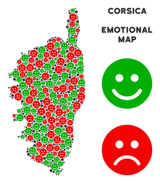 Vektör duygusal Korsika Fransa Adası harita mozaik suratlar
