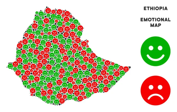 Vektör duygusal Etiyopya harita kompozisyon suratlar