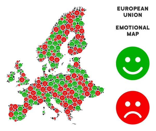 Vektör duygu Avrupa Birliği harita kolaj Emojis