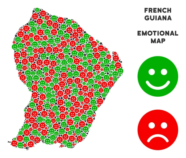 Vektör duygusal Fransız Guyanası harita kolaj Emojis