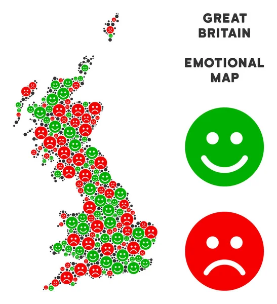 Vektör duygu İngiltere harita kompozisyon suratlar