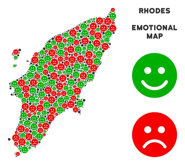Vektör duygusal Yunan Rodos Adası harita kolaj suratlar