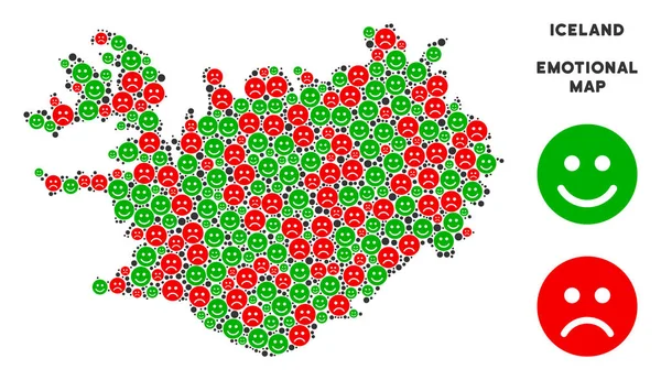 Vektör duygusal İzlanda harita kompozisyon Emojis