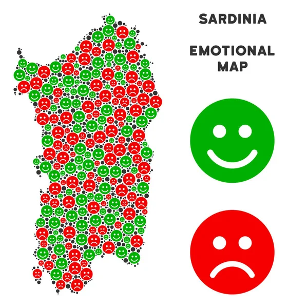 Vektör duygu İtalyan Sardunya Adası harita mozaik suratlar