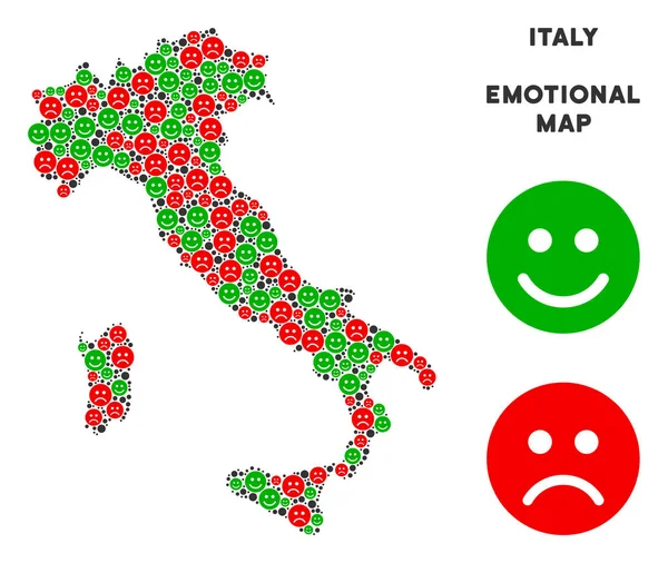 Vektör duygusal İtalya harita kolaj suratlar