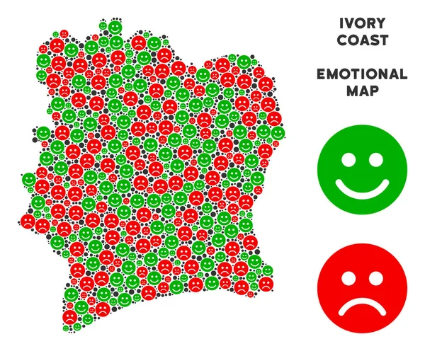 Vektör mutluluk Fildişi Sahili haritası kolaj suratlar
