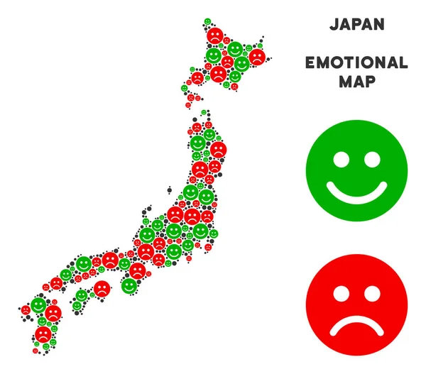 Vektör duygusal Japonya harita kolaj suratlar