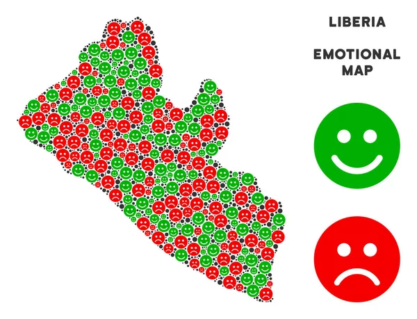 Vektör mutluluk Liberya Haritası mozaik Emojis