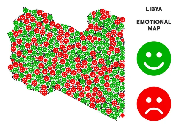 Vektör duygusal Libya harita mozaik Emojis