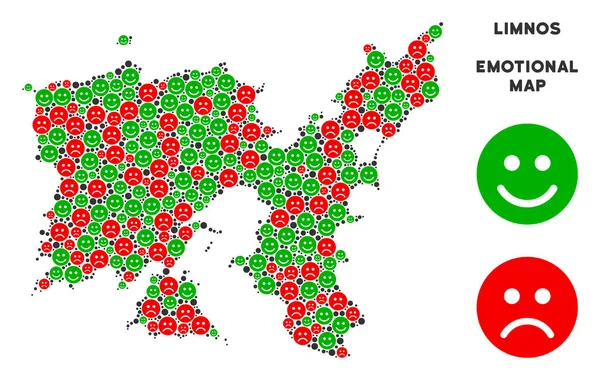 Vektör mutluluk Limnos Yunan Adası harita kolaj suratlar