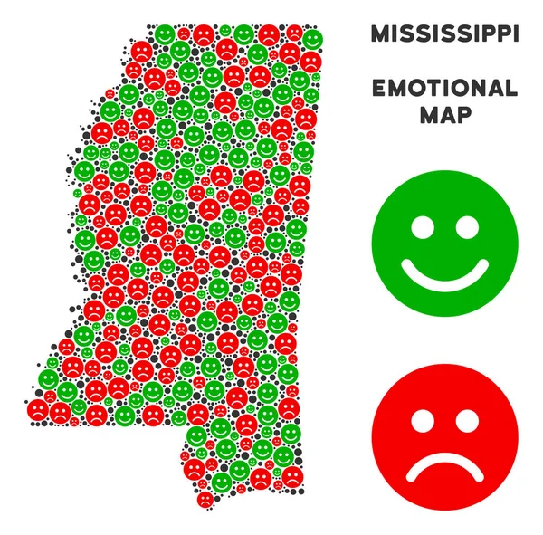 Vektör mutluluk Mississippi devlet harita mozaik suratlar