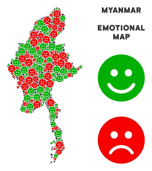 Vektör duygu Myanmar Haritası kolaj Emojis