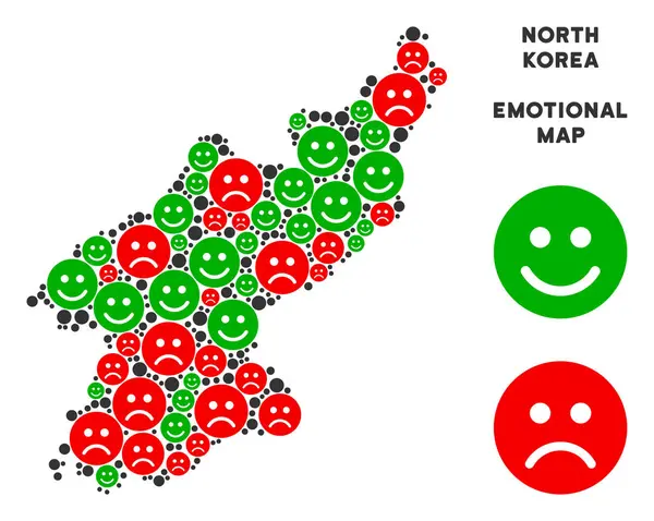 Vector Emotion Coreia do Norte Mapa Mosaico de Smileys —  Vetores de Stock