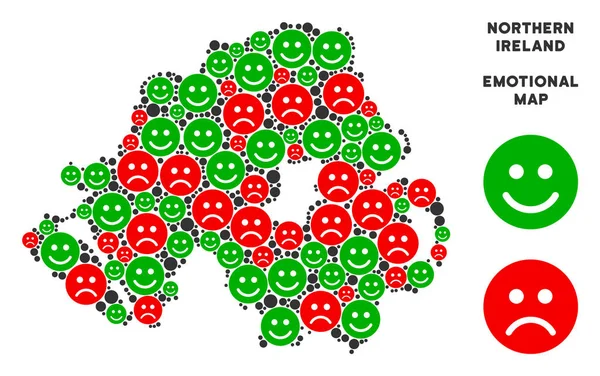 Vektör duygu Kuzey İrlanda harita mozaik Emojis