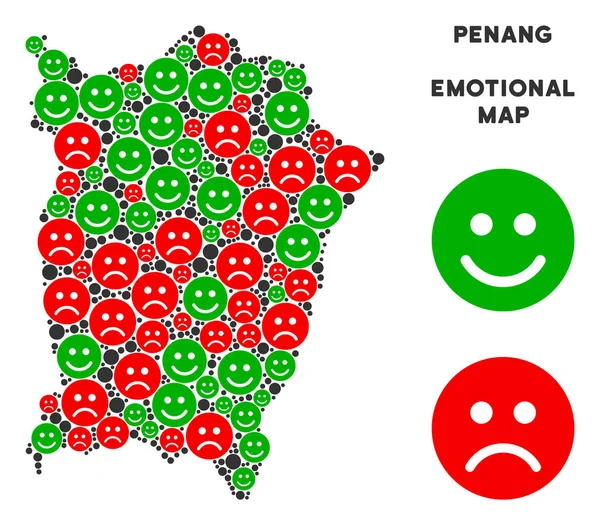Vector Emotion Penang Island Mapa Mosaico de Smileys —  Vetores de Stock