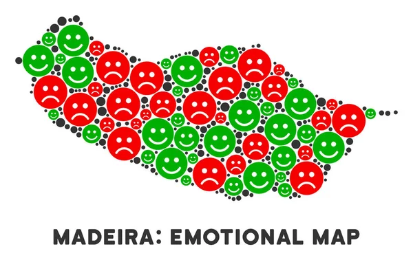 Vektör mutluluk Portekiz Madeira Adası harita kompozisyon suratlar