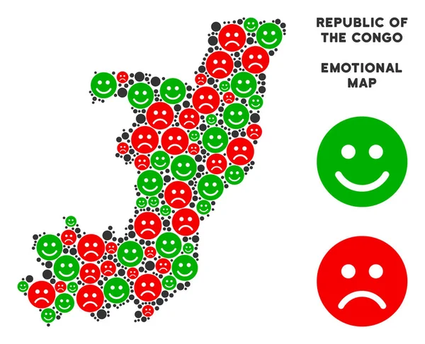 Emojis Kongo Cumhuriyeti harita mozaiği vektör duygusal Cumhuriyeti
