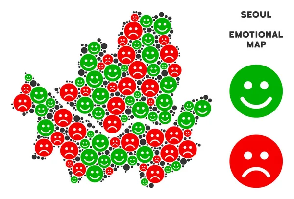 Vektör duygu Seoul City harita kompozisyon suratlar