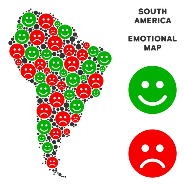 Vektör mutluluk Güney Amerika harita kolaj Emojis