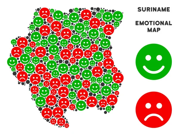 Vektör duygusal Surinam Haritası mozaik suratlar