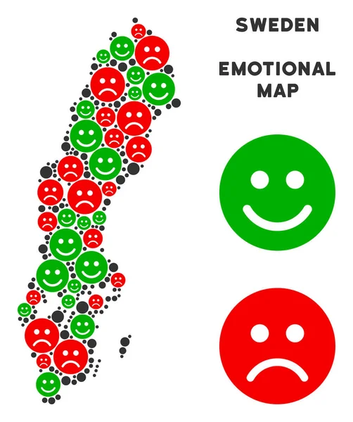 Vektör mutluluk İsveç harita mozaik Emojis