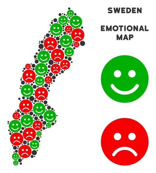 Vektör mutluluk İsveç harita mozaik suratlar