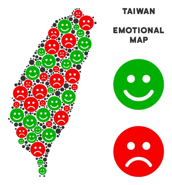 Emojis vektör mutluluk Tayvan Adası harita bileşimi