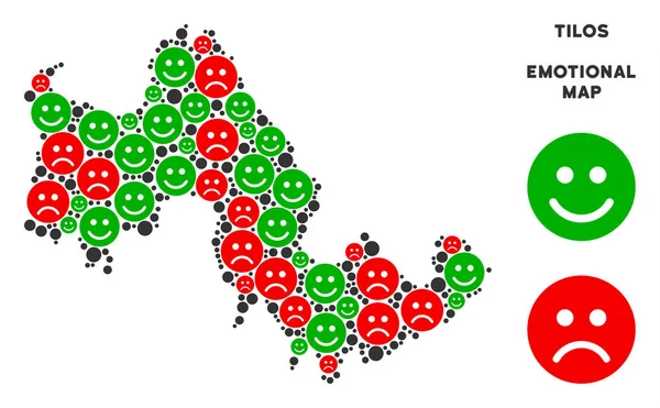 Vektör duygu Tilos Yunan Adası Emojis harita mozaiği