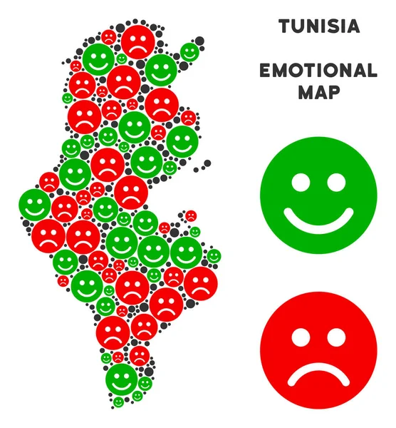 Vektör duygu Tunus harita mozaik Emojis