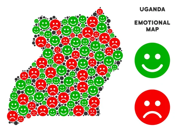 Vektör duygusal Uganda harita kompozisyon Emojis