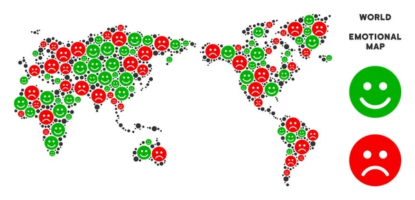 Vektör mutluluk dünya harita mozaik suratlar