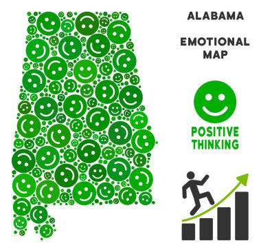 Vektör mutluluk Alabama Eyalet harita mozaik gülümsüyor