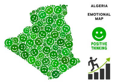 Vektör mutlu Cezayir harita kompozisyon suratlar