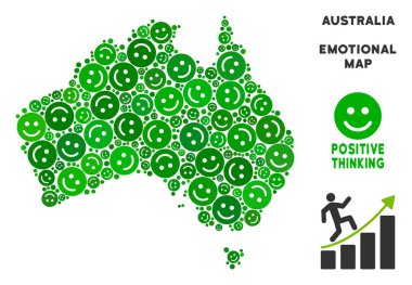 Vektör mutlu Avustralya harita mozaik suratlar