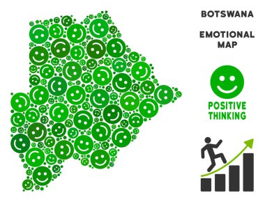Vektör mutlu Botsvana Haritası mozaik gülümsüyor