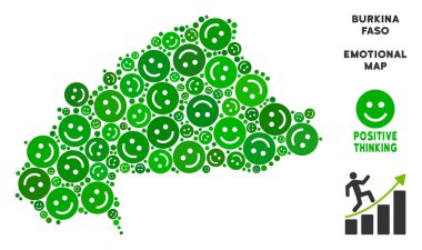 Vektör mutluluk Burkina Faso Haritası kompozisyon suratlar