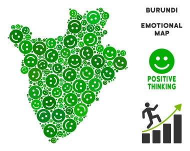 Vektör mutlu Burundi Haritası mozaik suratlar