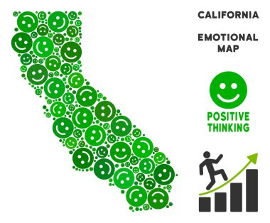 Vektör mutluluk California harita mozaik gülümsüyor