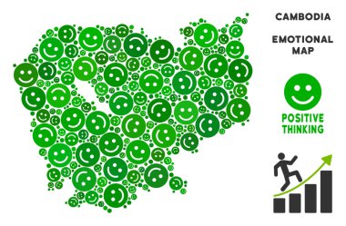 Vektör sevinç Cambodia harita kolaj gülümsüyor