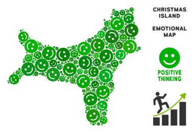 Vektör mutluluk Christmas Adası Haritası kolaj suratlar