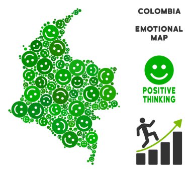 Vektör sevinç Colombia harita mozaik suratlar