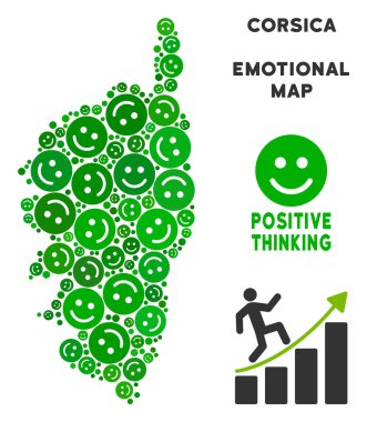 Vektör mutluluk Korsika Fransa Adası harita kolaj suratlar