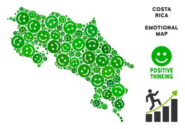 Vektör sevinç Kosta Rika harita kolaj gülümsüyor