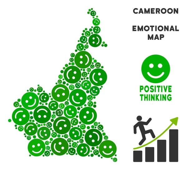 Vektör mutlu Afrika Kamerun Haritası kompozisyon suratlar