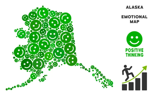 Vektör sevinç Alaska harita mozaik suratlar