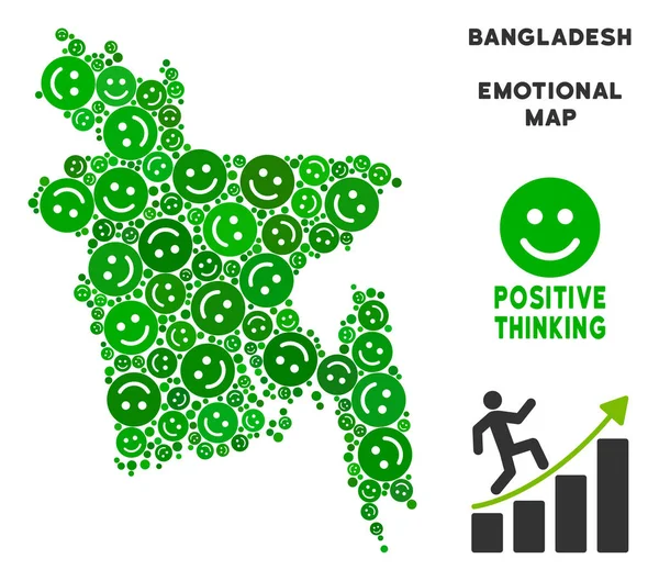 Vektör mutluluk Bangladeş harita mozaik gülümsüyor